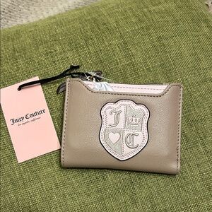 Juicy Couture Taupe with Pale Pink Crest Card Wallet